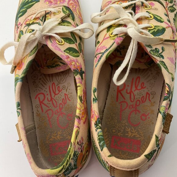 Keds Rifle Paper Collab Sz 6 Floral Canvas Sneakers Shoes Preppy Cottage* Read - Picture 12 of 15